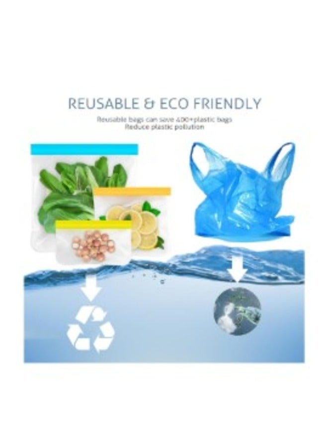 H.F.J HFJ Reusable Ziploc Freezer Bags, 10 Pack, Upright Leak Proof Reusable Food Storage Bags, 2 Gallon Bags + 4 Sandwich Bags + 4 Snack Bags Reusable Freezer Bags for Kitchen, Meat, Fruits, Grains - Image 5