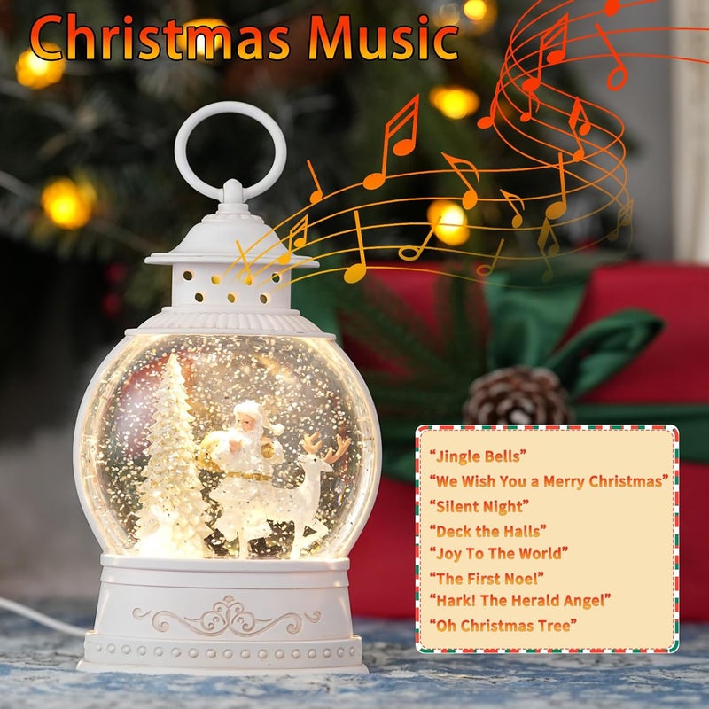 PestiLite Christmas Snow Globes with Music, Santa Deer Lighted Christmas Lantern with 6h Timer, USB or Battery Operated Festival Decoration Gifts - Image 2
