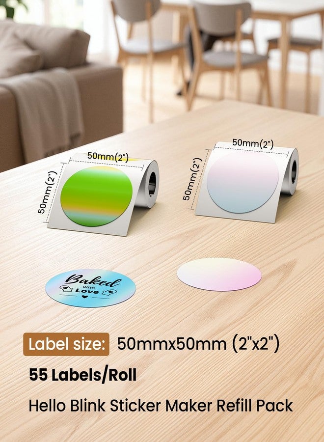 odolpin 2 roll Compatible with Hello Blink Sticker Maker Refill Pack,55 Labels/Roll,Makes 110 Custom Stickers,50mmx50mm(1.97"x1.97"), Fun DIY Craft Kit for Kids Ages 8+ - Image 3