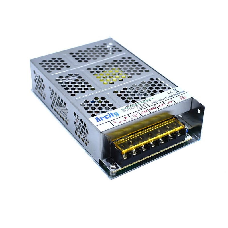 Arcity 5V 12V 24V Output Switching Power Supply Unit Adjustable for Video Multi Games Machine Console Cocktail CCTV Computer DIY Horizontal New(+5V/8A +12V/8A +24V/3A) - Image 1