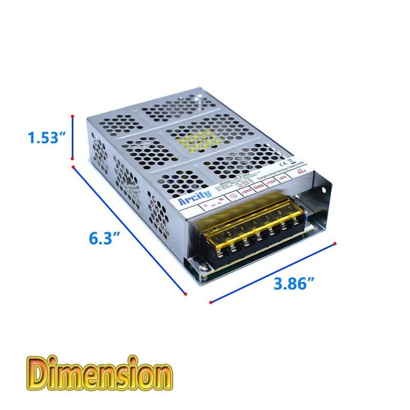 Arcity 5V 12V 24V Output Switching Power Supply Unit Adjustable for Video Multi Games Machine Console Cocktail CCTV Computer DIY Horizontal New(+5V/8A +12V/8A +24V/3A) - Image 3