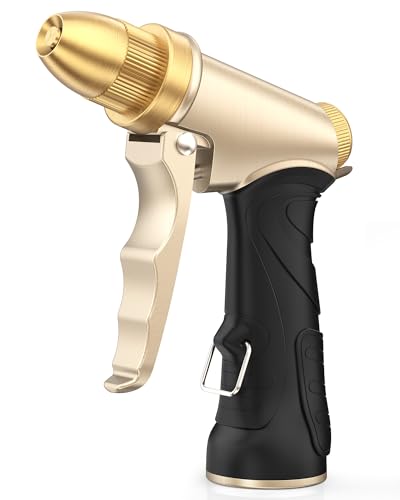 RAINPOINT Garden Hose Nozzle, Upgraded Heavy Duty Metal Spray Nozzle, High Pressure Water Nozzle with Adjustable Spray Patterns for Watering Plants, Car Washing, and Pet Showering - Image 1