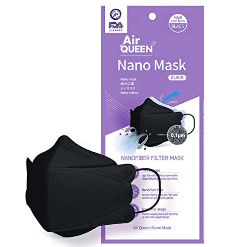 AIRQUEEN 3-Layer Nano-Filter Face Mask for Adults, Black 20 Pack, Lightweight and Breathable Face Mask, Reusable Face Mask - Image 1