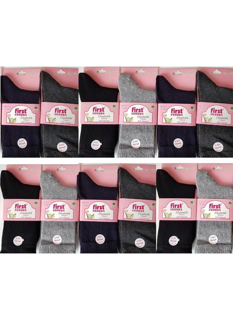 first 12'li Women's Cotton Socks Candy Socks Size 35-40  - Image 1