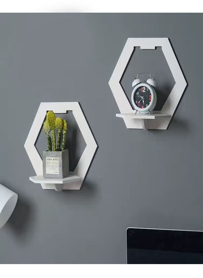 C&C Home 2 Piece Wall Mounted Floating Shelf Punch Free Bedside Display Stand Flowerpot Holder for Living Room Bedroom Display Rack 27x29 cm  - Image 3