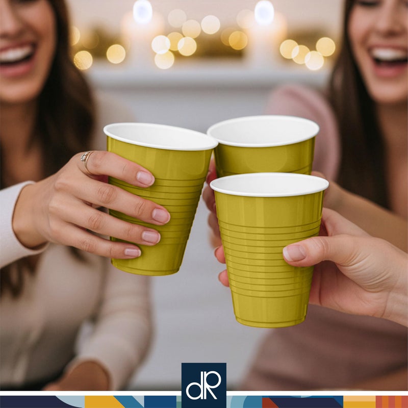 DecorRack Gold Plastic Cups, 12 oz Disposable Cups, Reusable Party Supplies (40 Count) - Image 2