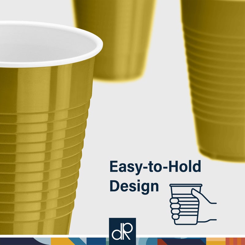DecorRack Gold Plastic Cups, 12 oz Disposable Cups, Reusable Party Supplies (40 Count) - Image 4