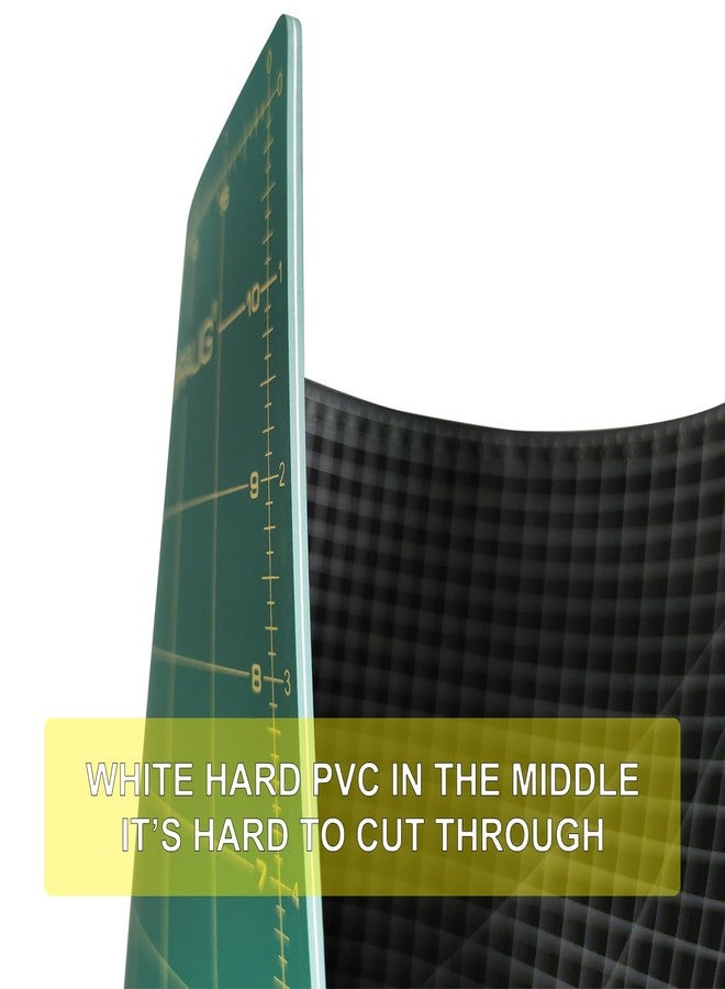 NEWBRAUG 9'' × 12'' Professional Self Healing Cutting Double Sided 5-Ply Mat, Best Gridded Rotary Cutting Board for Quilting, Sewing, Craft, Fabric & Scrapbooking (Green/Black)… - Image 4