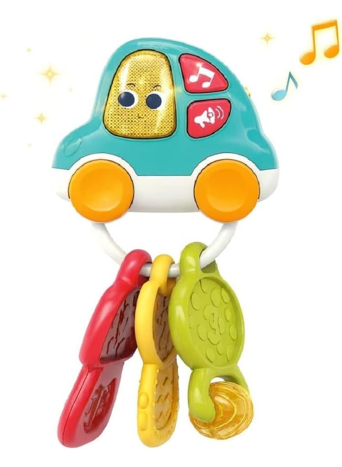 Hola Smart Musical Car Keychain Toy for Babies – Baby Rattle, Teether & Light Up with Sound Effects, Flashing Lights – Learning Infant Toys for 9 Months+ – Toddler Baby Boy Girl Gift - Image 1