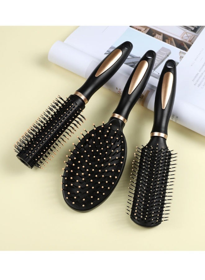 يوكانبي طقم 3 فرش تصفيف الشعر – فرشاة مبطنة، فرشاة تهوية، وفرشاة دائرية لتجعيد الشعر وزيادة الحجم وتدليك فروة الرأس - Image 4