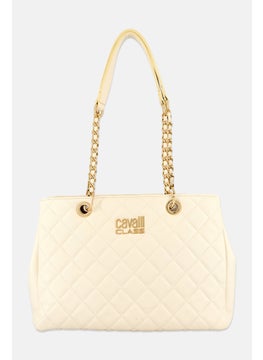 Women Quilted Shoulder Bag 27 H x 35 L x 14  W cm, Ivory