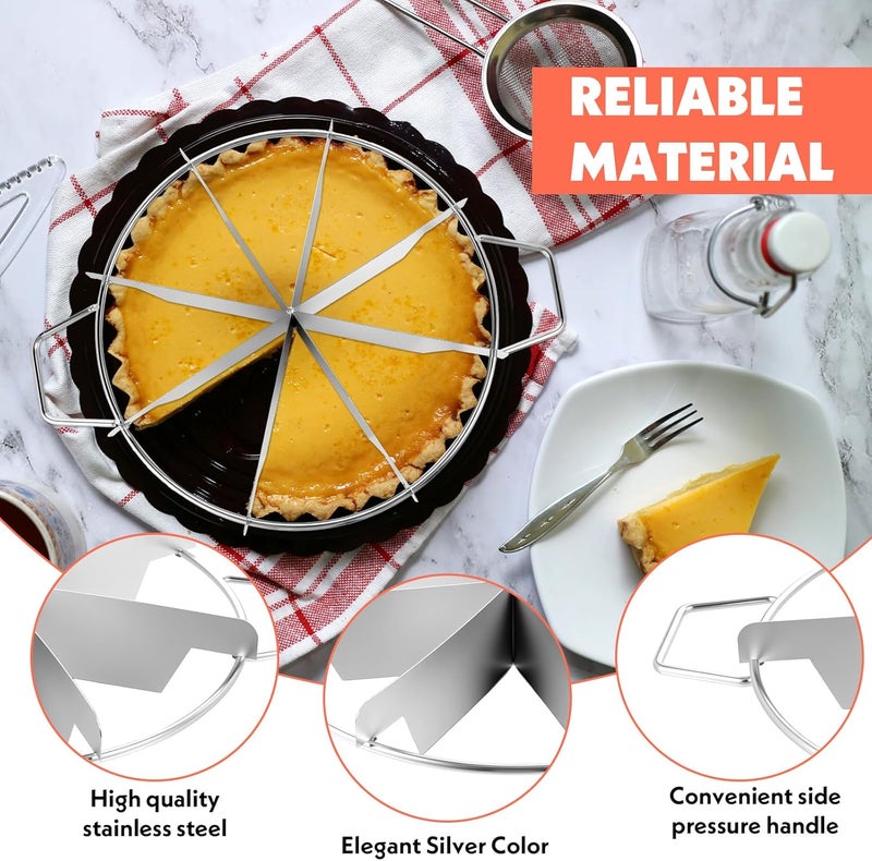 AojSup 2-Pack Pie Cutter 8 Slice & 7 Slice - 13.6" Stainless Steel Pie Slicer & Cheesecake Cutter, Commercial-Grade Cake Slicer for Even Slices, Perfect for Pies, Pizzas, Desserts - Image 4