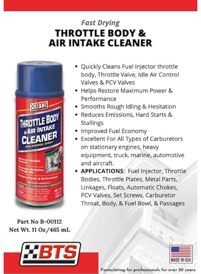 BTS Throttle Body & Air Intake Cleaner Spray 435 ml  Removes Carbon, Gum & Varnish | Fast Drying Fuel System Cleaner | Restores Engine Performance & Smooth Idle - Image 2