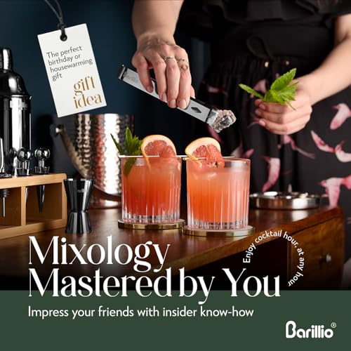 Barillio Black Bartender Kit - Stainless-Steel Cocktail Shaker Set w/Bamboo Stand - Mixology Bar Tools w/Drink Shaker, Mixer Spoon & Muddler for Cocktails - Home Bar Accessories - 23-Pc Bar Set - Image 3