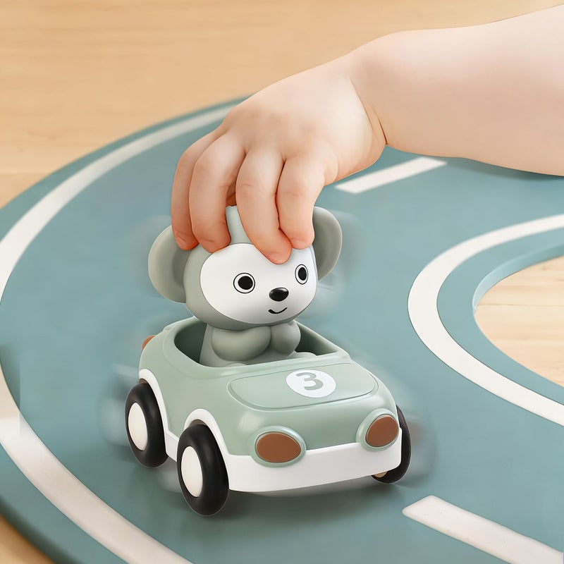 6pcs Kids Inertial Sliding Animal Car Set Detachable Soft Rubber Squishy Toy Donkey Pig Sheep - Image 3