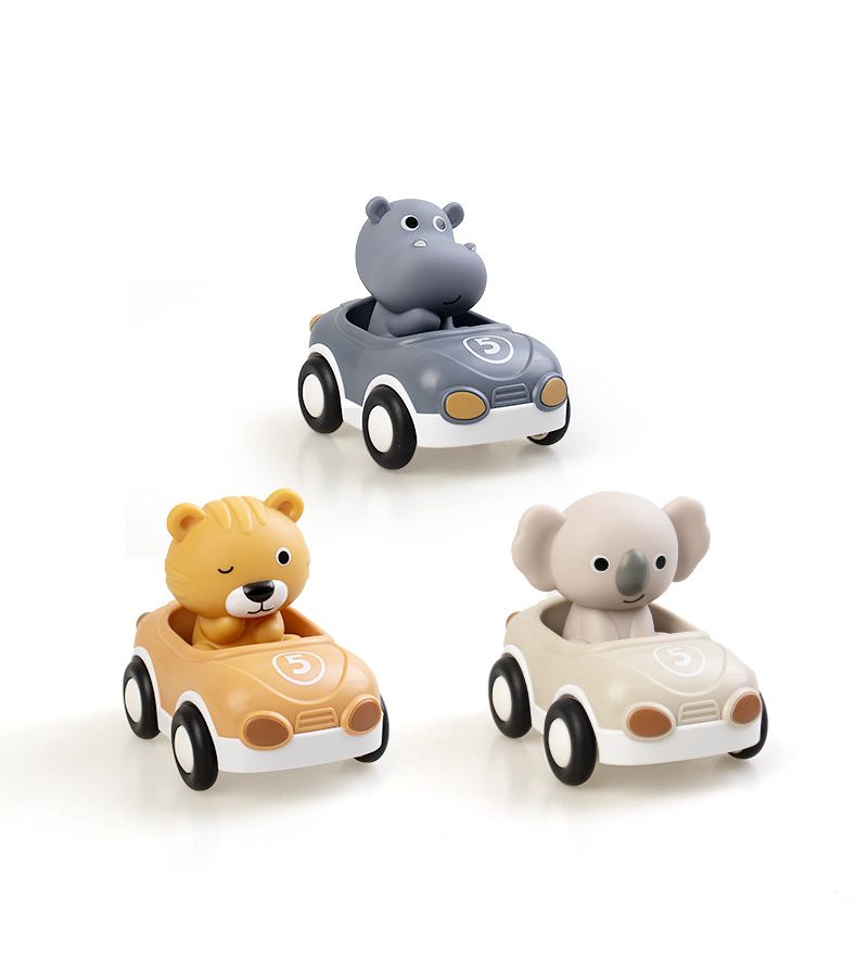 6pcs Kids Inertial Sliding Animal Car Set Detachable Soft Rubber Squishy Toy Donkey Pig Sheep - Image 2