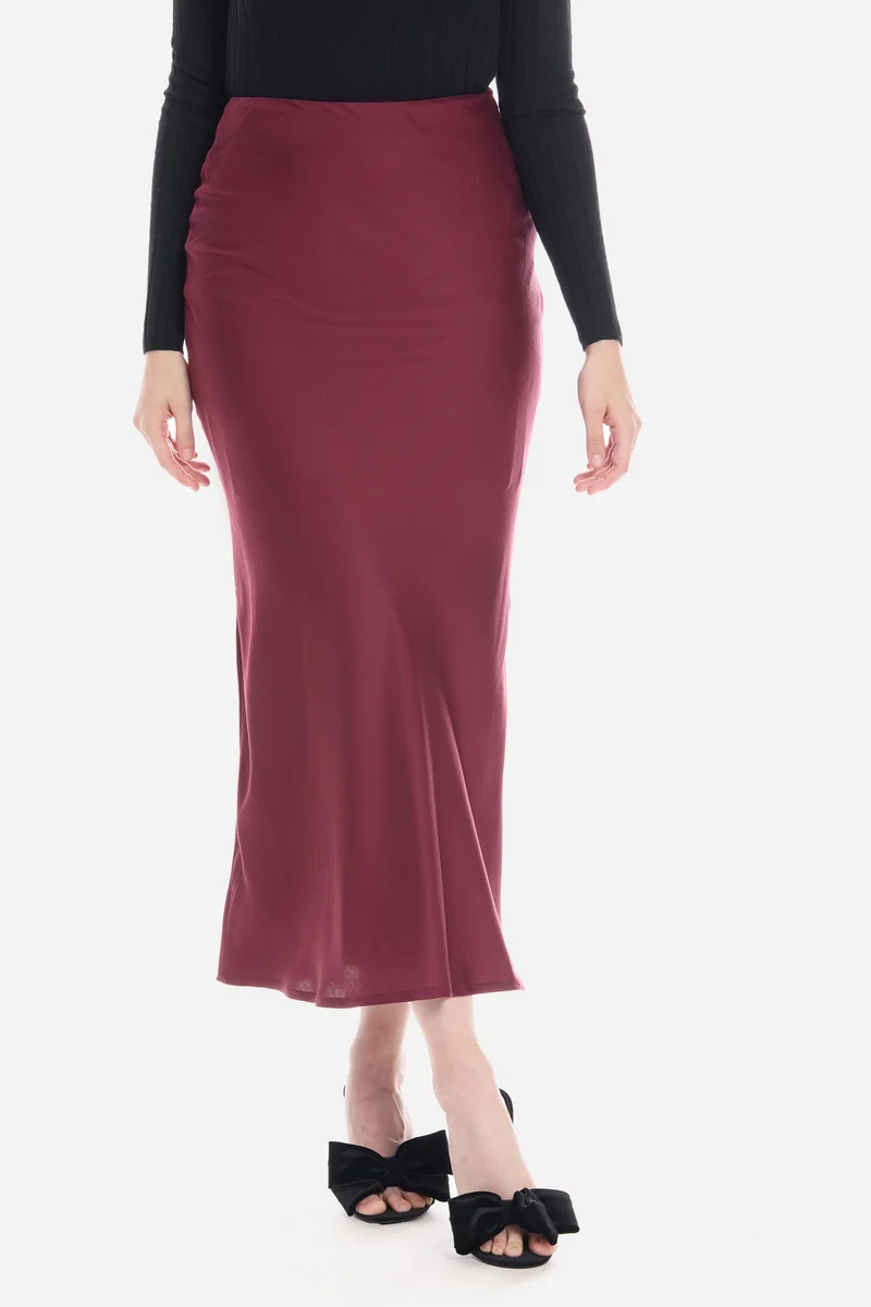 فيرجيو Solid Viscose Bias Cut Slim Skirt for Women