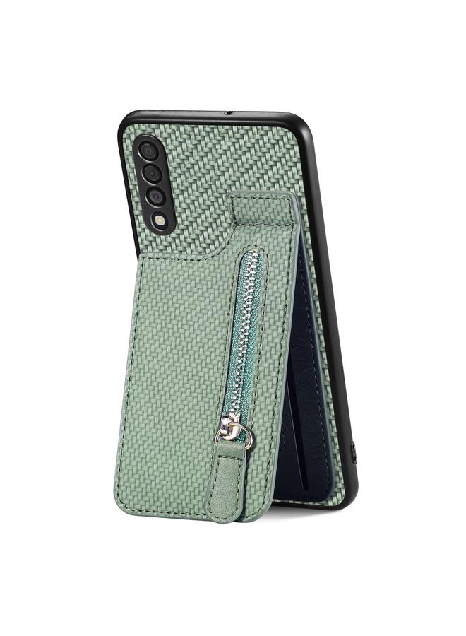 S-TOP Case For Samsung Galaxy A50 Carbon Fiber Vertical Flip Zipper Wallet Phone Case - Image 1