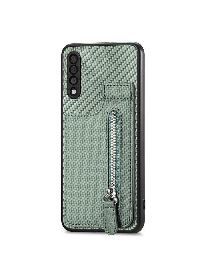 S-TOP Case For Samsung Galaxy A50 Carbon Fiber Vertical Flip Zipper Wallet Phone Case - Image 2