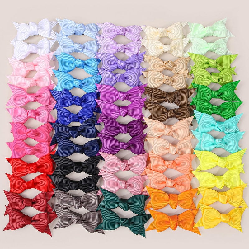XIMA Mini Hair Bows Clip for Baby Girls27inch 30colors Grosgrain Ribbon Kont Bows Toddler Hair Accessories with Alligator Clips for Toddlers Baby Girls Kids Teens in Pairs Pack of 60 - Image 2