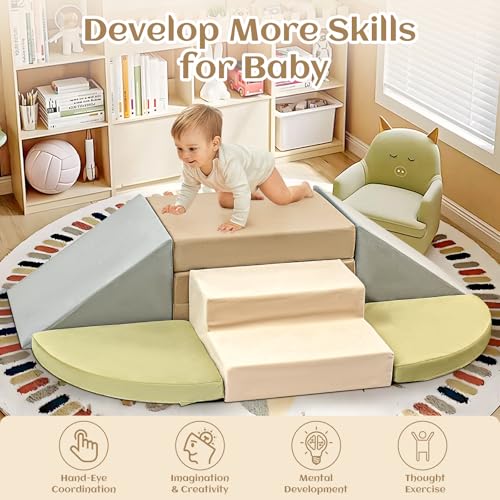 Erament 6Piece Toddler Climbing Toys Indoor Foam Climbing Toys for Toddlers Soft Play Baby Climbing Blocks for Crawling and Sliding Safe Climbing Play Set Indoor Gym Equipment for Toddler13 Infant Baby - Image 5