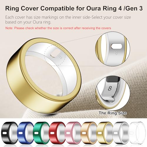 Snyeest Cover Compatible for Oura Ring Gen 4/Gen 3 Horizon/Gen 3 Heritage,(NOT Compatible with Oura Ring 4-Ceramic), Charging Directly,Rugged TPU Finger Protector for Workout Women Men-Silver+Gold-Size 8 - Image 2