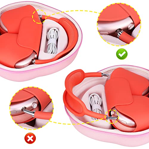 BOVKE Hard Carrying Case with Sleep Mode for Apple AirPods Max Wireless Over-Ear Headphones, AirPods Max Protective Portable Storage Bag with Mesh Pocket for Headphone Accessories, Pink - Image 4