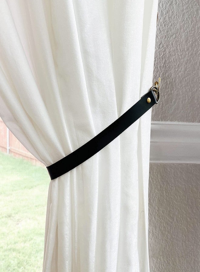 ZILucky Set of 2 Leather Curtain Tie Backs, Minimalist Leather Drapery Tiebacks, Window Treatment Holdbacks, Housewarming Gift, Modern Home Decor Accessories (Black) - Image 5