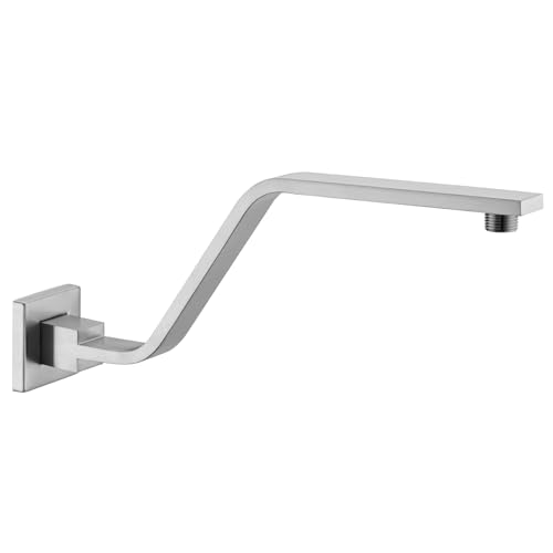 Bestill 16 Inch S Shape Brushed Nickel Shower Head Arm Square Wall Mounted Shower Arm and Flange Included - Image 1