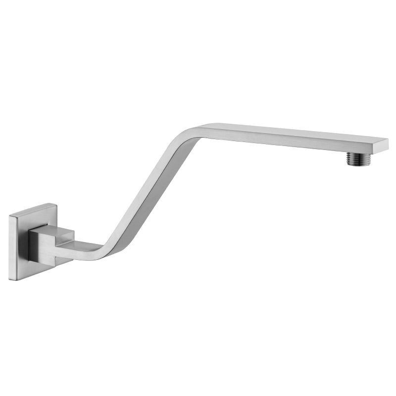 Bestill 16 Inch S Shape Brushed Nickel Shower Head Arm Square Wall Mounted Shower Arm and Flange Included - Image 2