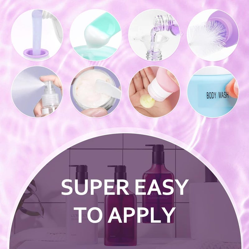 M'AYCREATE MAYCREATE® 16pc Travel Bottle Kit, 60/90ml Silicone Travel Bottles, Leak-Proof, TSA Compliant, BPA-Free, Cream Jars, Spray Bottle, Toiletries Bottle for Shampoo, Lotion, Dispenser - Image 3