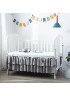 JSD JSD Grey Ruffled Crib Bed Skirt Double Layer Nursery Toddler Dust Ruffle Bedding Skirt 14" Deep Drop  - Image 1