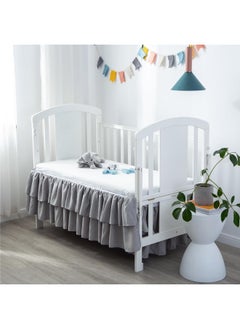 JSD JSD Grey Ruffled Crib Bed Skirt Double Layer Nursery Toddler Dust Ruffle Bedding Skirt 14" Deep Drop  - Image 5