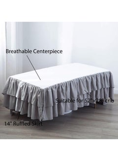 JSD JSD Grey Ruffled Crib Bed Skirt Double Layer Nursery Toddler Dust Ruffle Bedding Skirt 14" Deep Drop  - Image 2