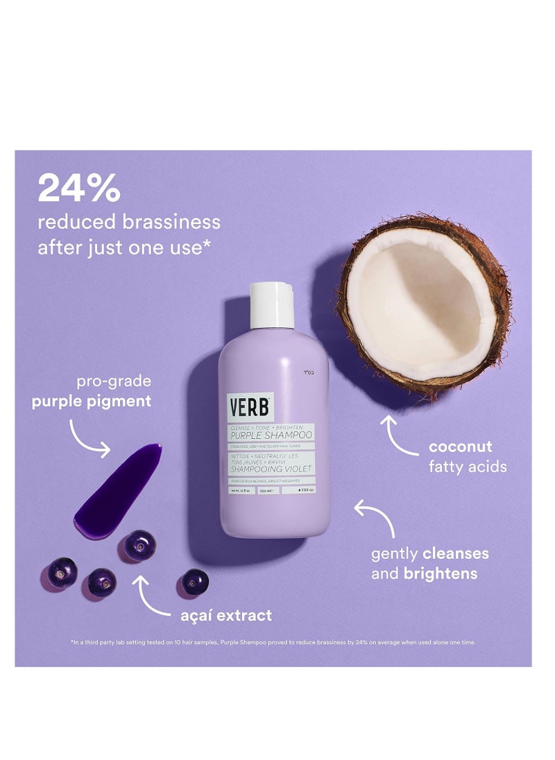 verb - VERB Purple Shampoo - Vegan Toning Shampoo for Blonde, Grey and Silver Hair - Free of Harmful Sulfates and Paraben - Purple Color Corrector to Reduce Yellow Brassy Tones - Image 1
