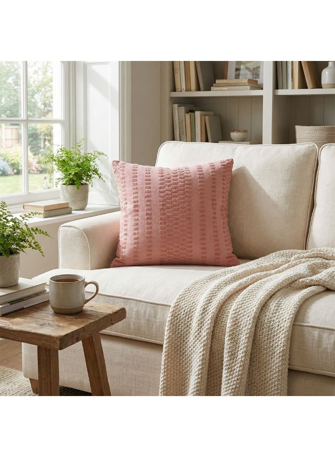 DANUBE HOME غطاء وسادة دانوب هوم جليم مصبوغ بتصميم مفتوح - وردي 45x45 سم | غطاء وسادة قطنية للكنبة لغرفة المعيشة وغرفة النوم - Image 3