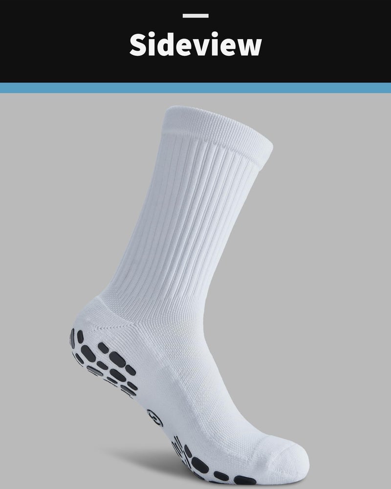 CWVLC Grip Socks Soccer - Cushioned Non-Slip Grippy for Men & Women Athletic - Barre Hospital Sticky Slipper Socks, X-Large, White, 3 Pairs - Image 5