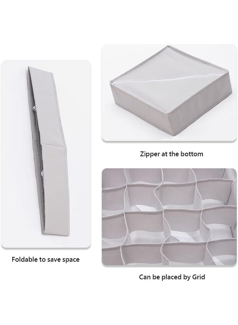 3 قطع منظم أدراج وخزانة للملابس الداخلية والجوارب والطرح – صناديق تخزين قابلة للطي من قماش غير منسوج – رمادي - Image 4