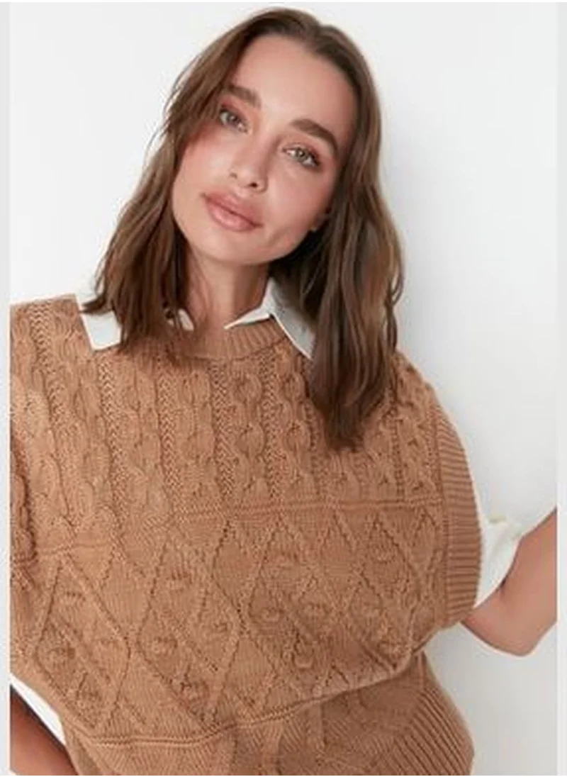 trendyol Camel Patterned Crewneck Knitwear Sweater TWOAW21BZ0447