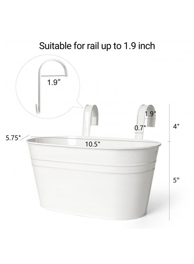 Dahey أواني زهور معدنية معلقة من داهي للحديد لشرفة السياج، مزرعة خارجية، دلو معلق، طراز ريفي، حامل زهور نافذة مع خطافات قابلة للفك، ديكور منزلي، أبيض، 3 قطع - Image 1