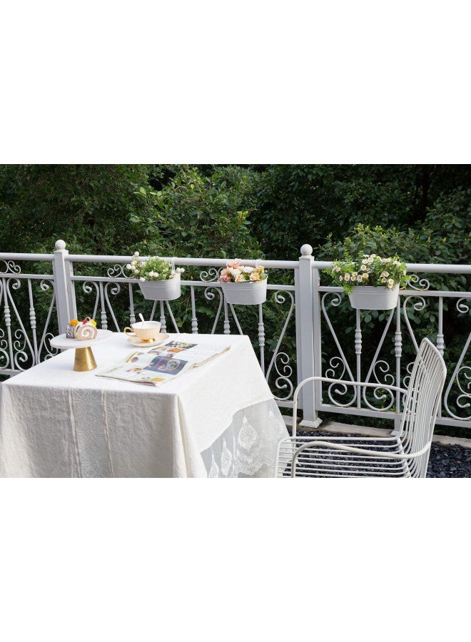 Dahey أواني زهور معدنية معلقة من داهي للحديد لشرفة السياج، مزرعة خارجية، دلو معلق، طراز ريفي، حامل زهور نافذة مع خطافات قابلة للفك، ديكور منزلي، أبيض، 3 قطع - Image 4