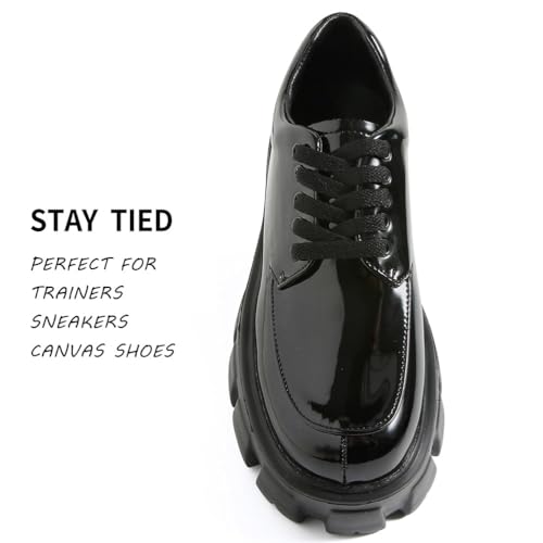VSUDO 54" Flat Black Shoe Laces for Sneakers, Shoelaces for Sneakers, Replacements Shoe Strings for Women or Men (1 Pair-Black-137CM) - Image 3