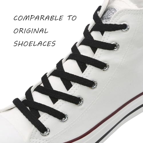 VSUDO 54" Flat Black Shoe Laces for Sneakers, Shoelaces for Sneakers, Replacements Shoe Strings for Women or Men (1 Pair-Black-137CM) - Image 2