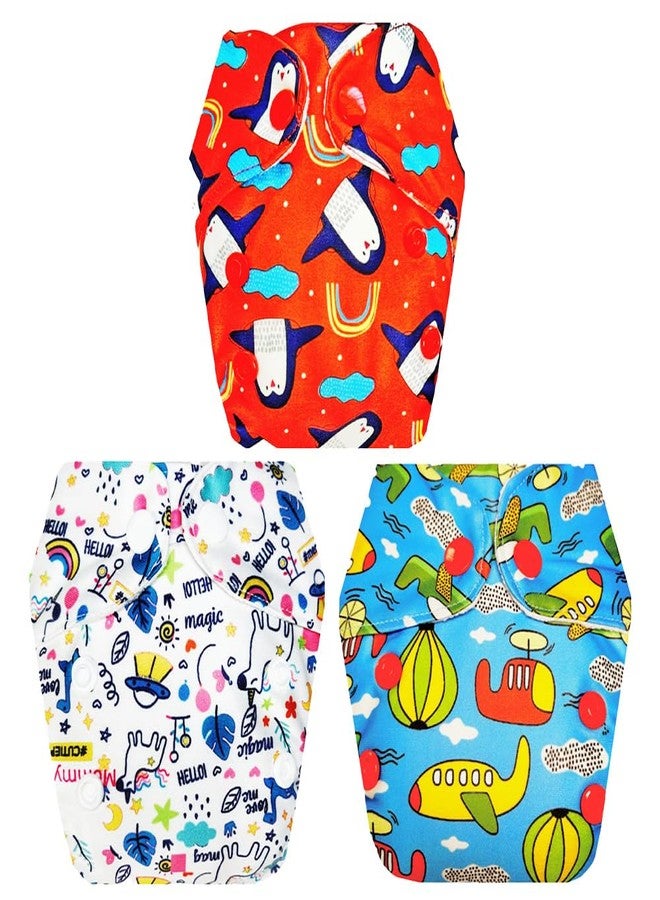 Dumbledo Premium Newborn Cloth Diaper with Integrated Insert (Pack of 3) | Snug Fit | Reusable & Washable | Travel Friendly | Worry-Free Diapering | 0 - 4 Months | Unisex Baby - Image 1