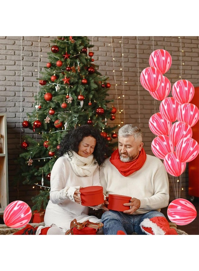 AnnoDeel 50pcs 12inch Marble Latex Balloons, Red White Rainbow Marble Balloons for Valentine's Day Wedding Baby Birthday Party Balloon Decorations - Image 3