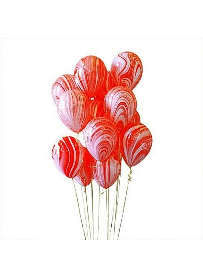 AnnoDeel 50pcs 12inch Marble Latex Balloons, Red White Rainbow Marble Balloons for Valentine's Day Wedding Baby Birthday Party Balloon Decorations - Image 1
