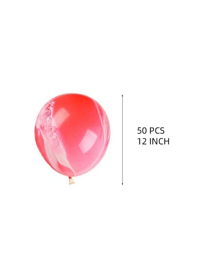 AnnoDeel 50pcs 12inch Marble Latex Balloons, Red White Rainbow Marble Balloons for Valentine's Day Wedding Baby Birthday Party Balloon Decorations - Image 2