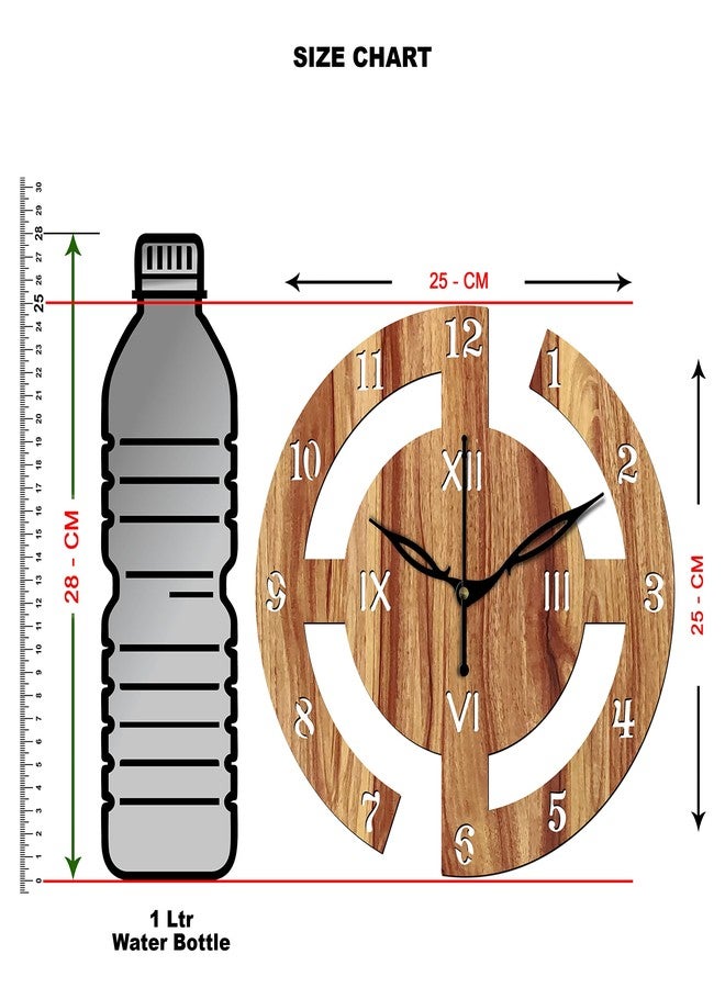 Freny Exim 10" Inch Wooden Wall Clock (Beige, Small Size, 25cm x 25cm)-027 - Image 3