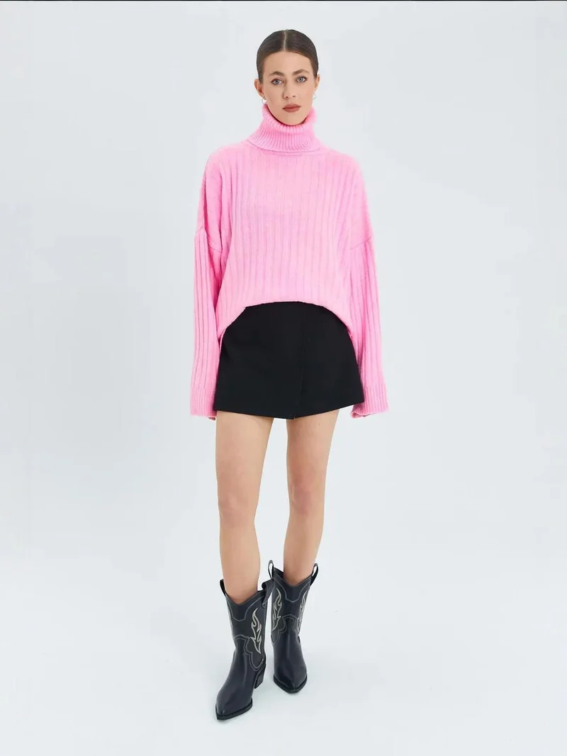 MixRay Mixray Oversize Ribbed Turtleneck Sweater