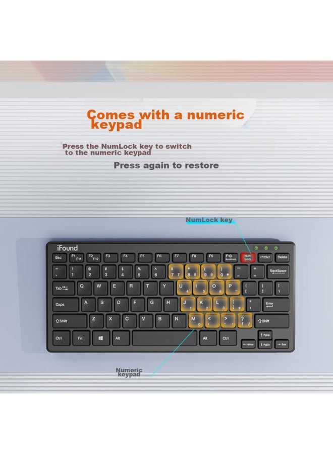 Ifound W226 Wireless Keyboard , Portable Office External Ultra-thin Laptop Keyboard, Wireless Mini Compact Keyboard, Business Black - Image 2